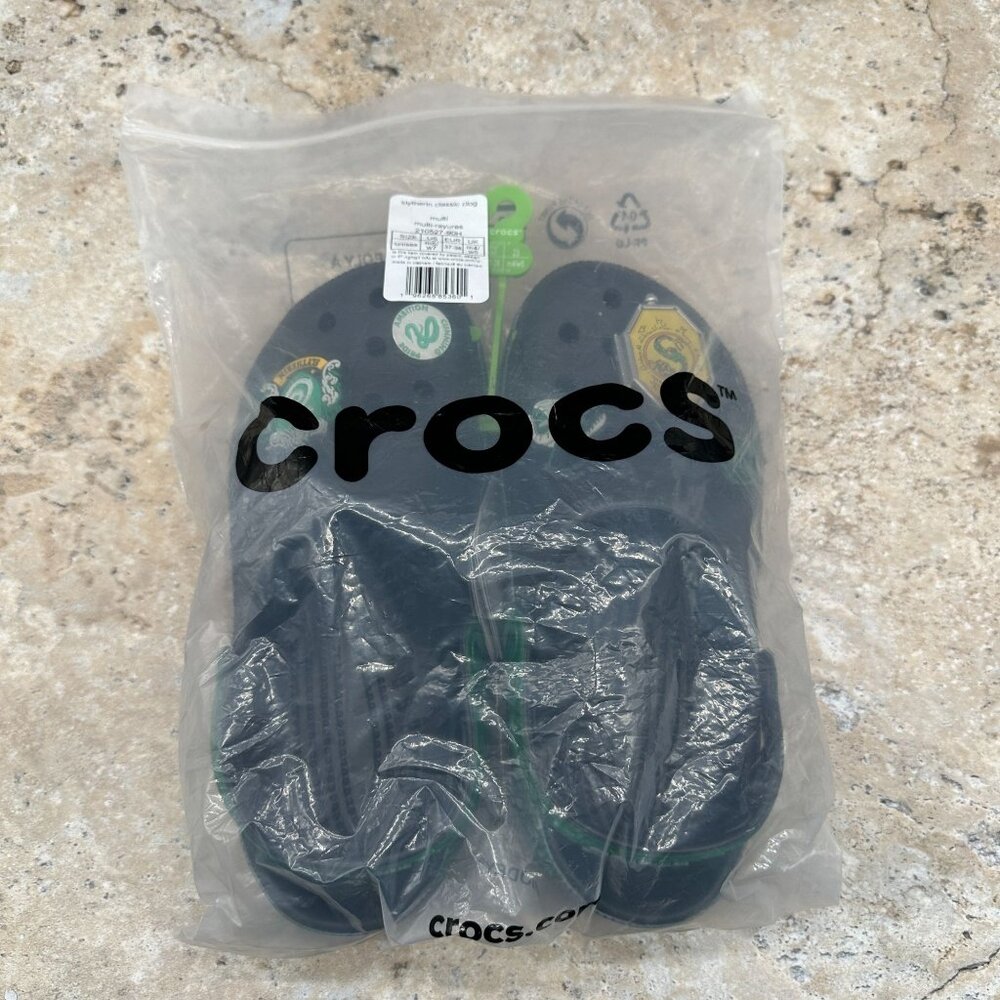 Crocs Harry Potter Slytherin Classic Clog Black Green Jibbitz Unisex M5 W7 NWT - Picture 6 of 13